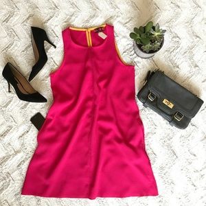 Neon Pink 70's Style A-line Dress w. Pockets sz xs